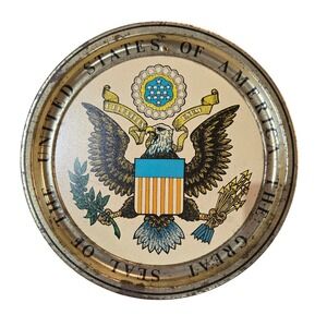 Vintage Seal USA Metal Serving Tray –‎ Eagle Americana Tin (12 inch)